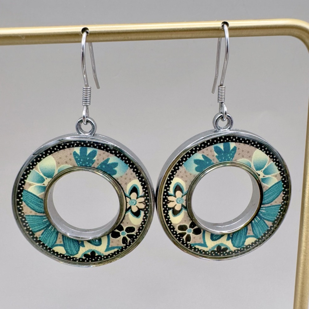Spirit Lala Open Circle Floral Statement Earrings